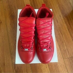 balenciaga arena high top sneakers in red
